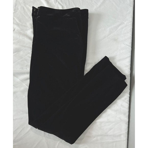 Diane Von Furstenberg Womens Sz 10 Black Velvet Tapered Leg Pants Flat Front Zip - Picture 1 of 5